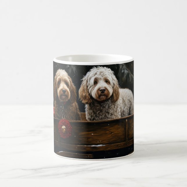 Cockapoo Snöig släde juldekoration    Kaffemugg (Center)
