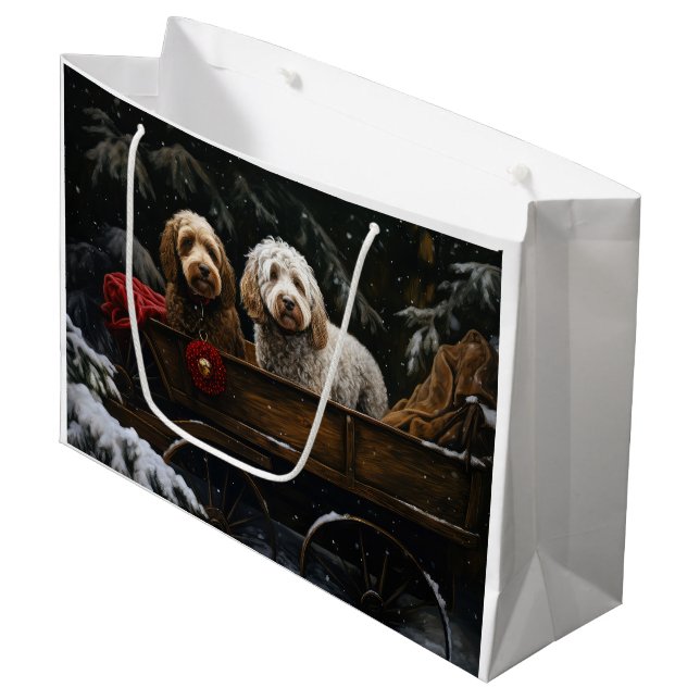 Cockapoo Snowy Sleigh-juldekretet (Framsidan Vinklad)
