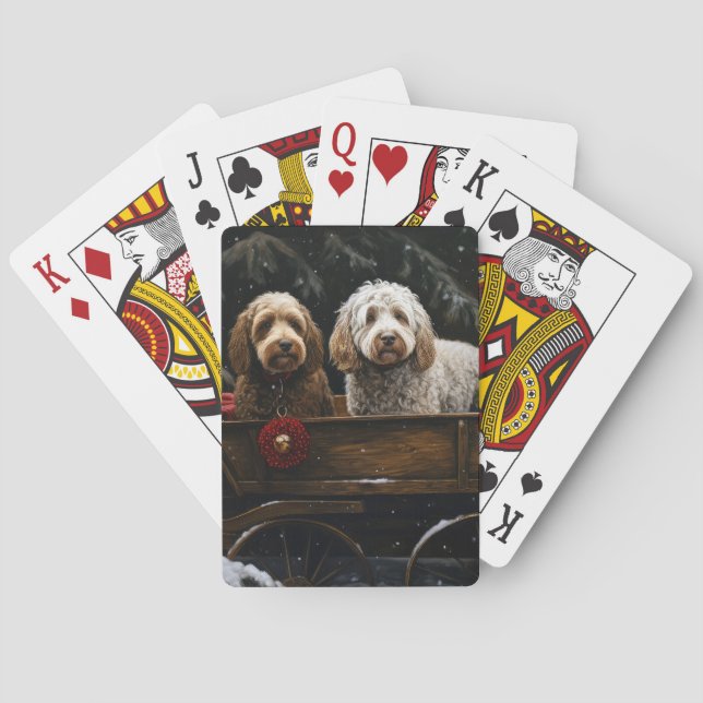 Cockapoo Snowy Sleigh-juldekretet Casinokort (Baksidan)