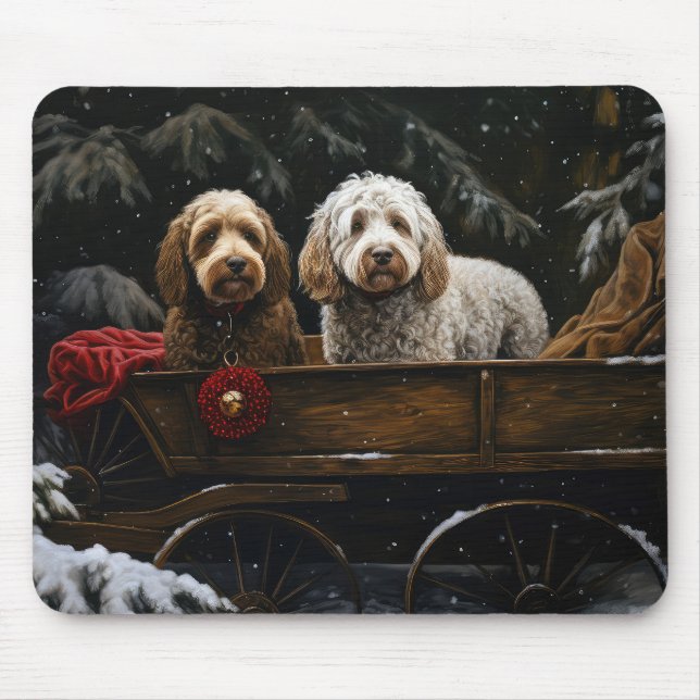 Cockapoo Snowy Sleigh-juldekretet Musmatta (Framsidan)