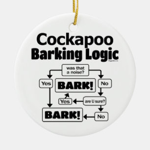 Cockapoo som skäller logik julgransprydnad keramik