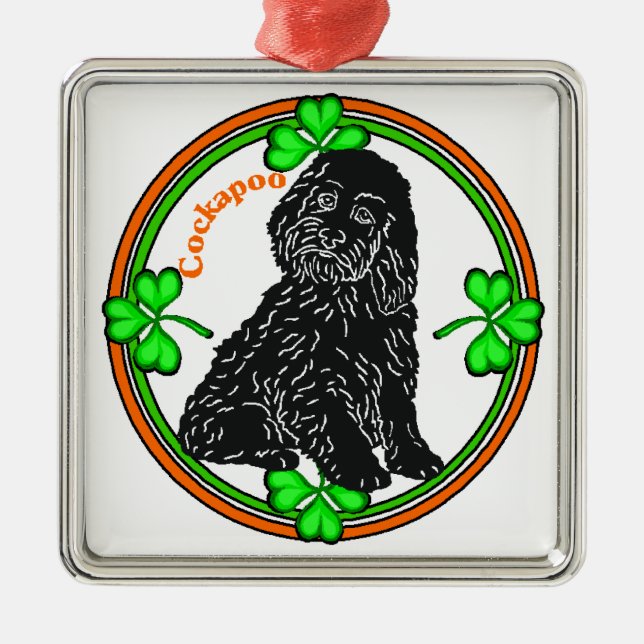 Cockapoo St patrick's day Julgransprydnad Metall (Framsidan)