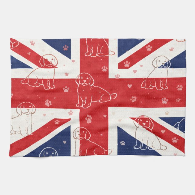 Cockapoo Storbritannien Present | Union Jack Hund  Kökshandduk (Horisontell)