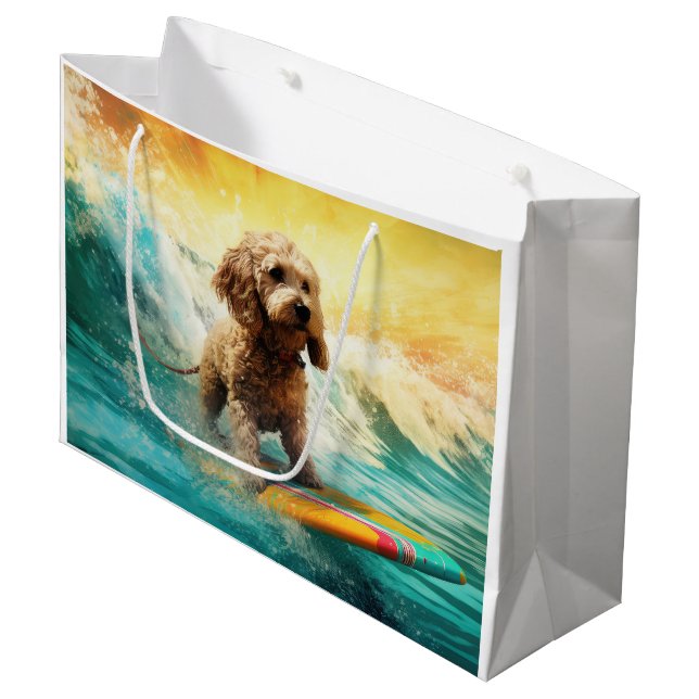 Cockapoo Strand Surfing Målning (Framsidan Vinklad)