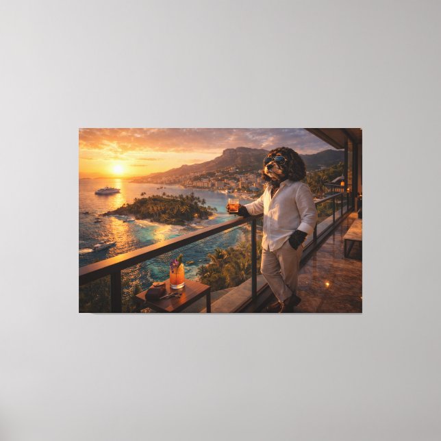 Cockapoo Sunset Canvas Art – Luxury Travel Dog Art (Framsida)