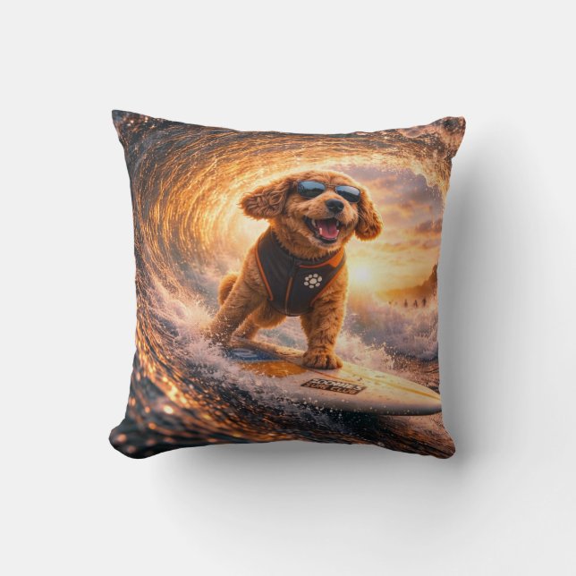 Cockapoo Surf Art | Cool Cockapoo Gift pillow Kudde (Framsida)