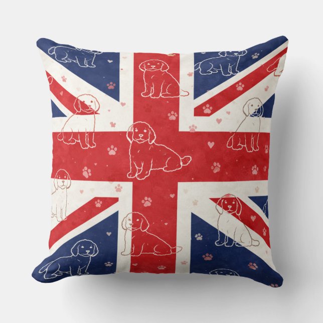 Cockapoo UK Present | Union Jack Hundkudde Kudde (Framsida)
