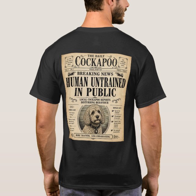 Cockapoo Vintage Tidning Rolig T-Shirt (Baksida)
