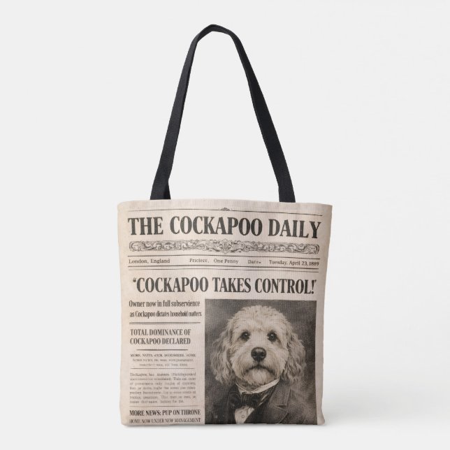 Cockapoo Vintage Tidning  Tygkasse (Baksida)