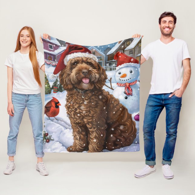 Cockapoo Vinter Värld Julglädje  Fleecefilt (På plats)