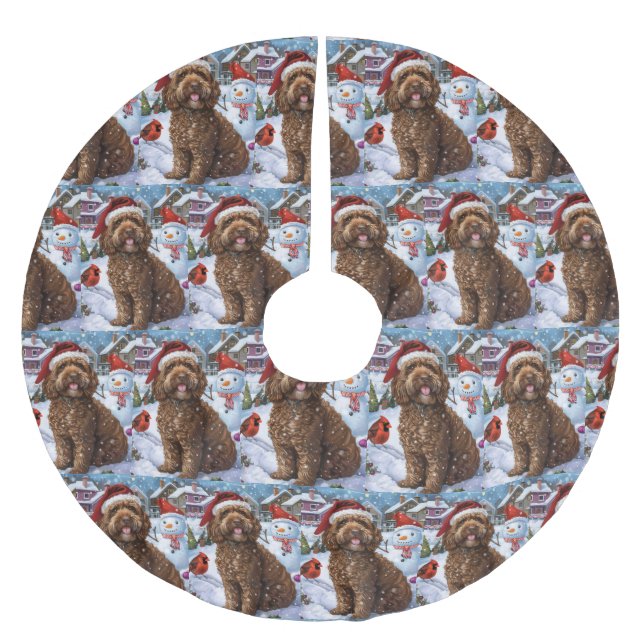 Cockapoo Vinterundret Julglädje  Julgransmatta Borstad Polyester (Framsidan)