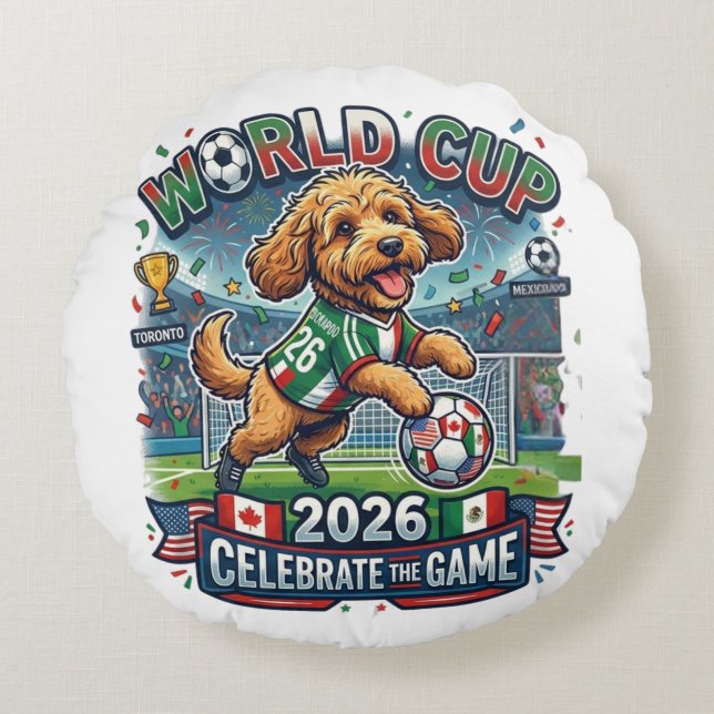 Cockapoo VM 2026 Rund Kudde (Framsidan)
