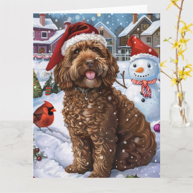 Cockapoo Winter Wonderland jul Joy Kort (Gul blomma)