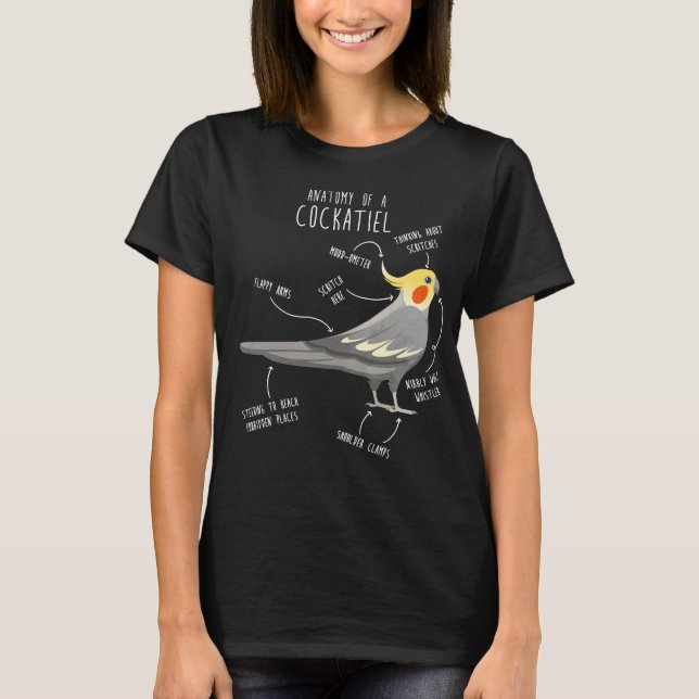 Cockatiel Anatomy T Shirt (Framsida)
