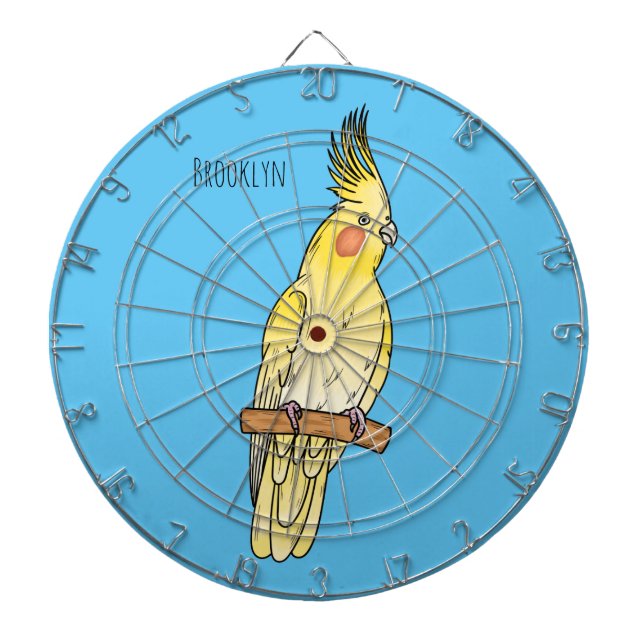 Cockatiel bird cartoon illustration  darttavla (Framsidan)