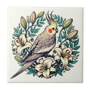Cockatiel Bird Illustration Kakelplatta