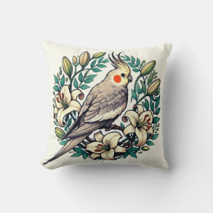 Cockatiel Bird Illustration Kudde