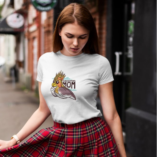 Cockatiel Bird Mamma Tecknad T Shirt (Skapare uppladdad)