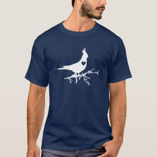 Cockatiel Bird på Gren Silhouette Heart-pojken T Shirt