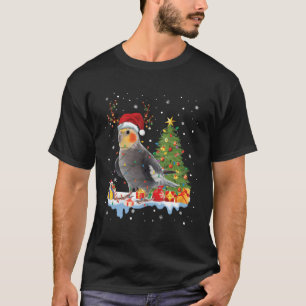 Cockatiel Bird Santa Julgran Ljus Funny X T Shirt