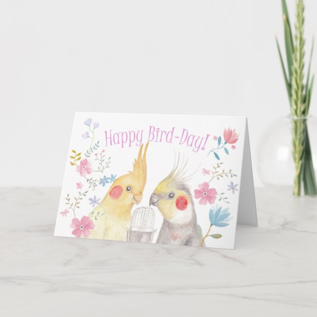 Cockatiel Birthday Card Lycklig Bird Day Älskare Kort (Framsida)