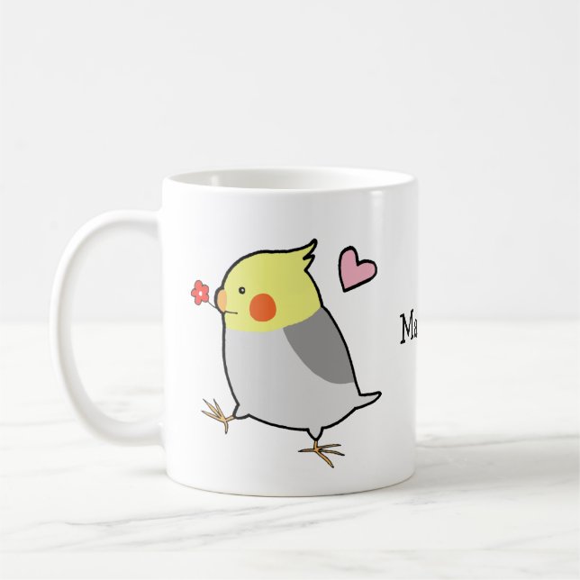Cockatiel Custom Name Cockatoo Parrot Budgie Kaffemugg (Vänster)