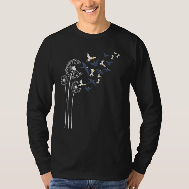 Cockatiel Dandelion Flower For Dandelions and Parr T Shirt (Framsida)
