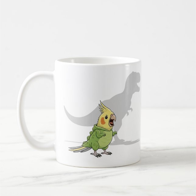 Cockatiel Dinosaur Personalized Gift Kaffemugg (Vänster)