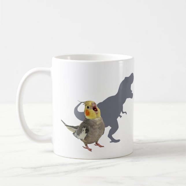Cockatiel Dinosaur Roar Personalized Gift Kaffemugg (Vänster)