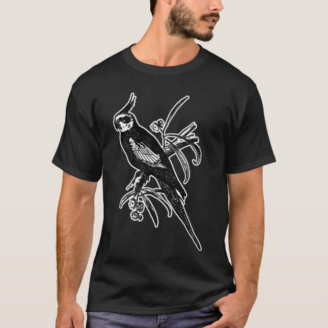 Cockatiel-fågel på gren vän t shirt (Framsida)