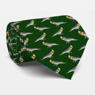 Cockatiel Frenzy Tie (Mörk grönt) Slips
