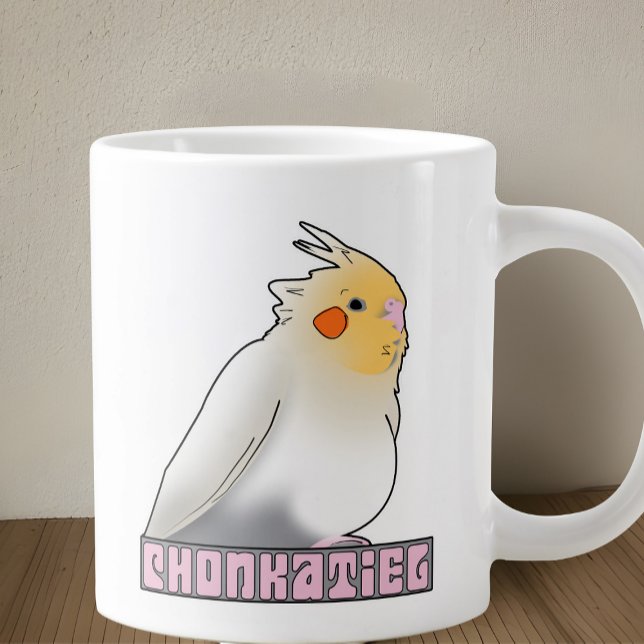 Cockatiel Funny Chonky Pet Bird Round Belly Parrot Jumbo Mugg (Funny cockatiel mug
)
