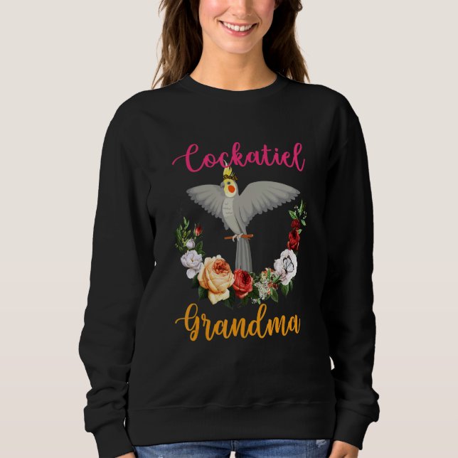 Cockatiel Grandma Floral Bird Bow Tie Lover Mother T Shirt (Framsida)