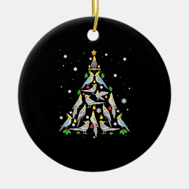 Cockatiel Julgran Funny Cockatiel Bird Chri Julgransprydnad Keramik (Framsidan)