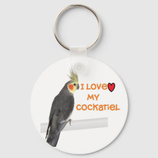 Cockatiel Keychain "I kärlek my cockatiel" Nyckelring