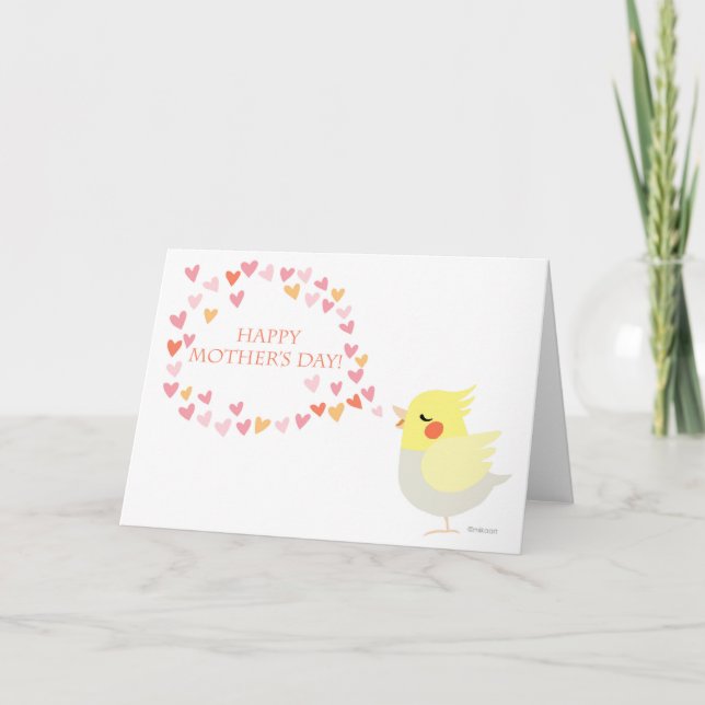 Cockatiel Lycklig med hearts, Roligt Kort (Framsida)