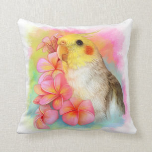 Cockatiel med frangipanien kudde