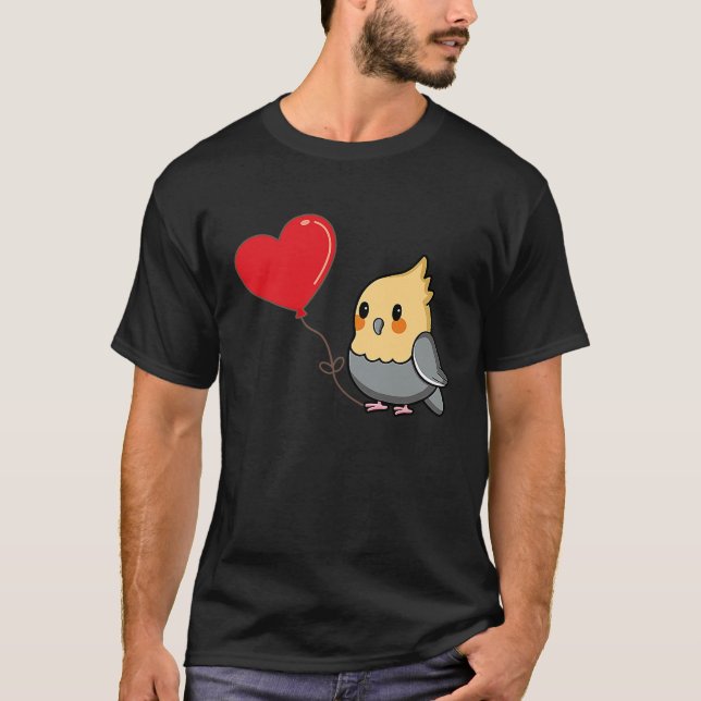 Cockatiel med hjärtballong Valentines day Kärlek B T Shirt (Framsida)