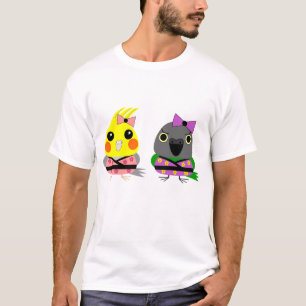 Cockatiel och Senegal papegoja i Kimonos T-shirt