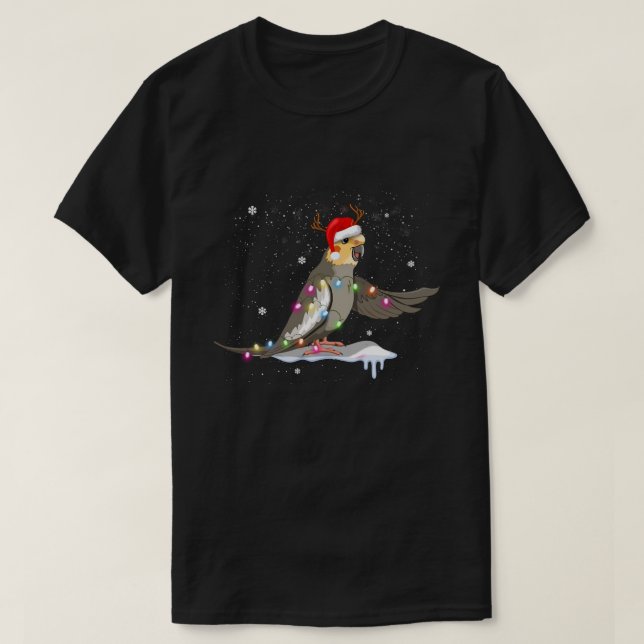 Cockatiel Parrot - Bird Santa Hat Julgran - T Shirt (Design framsida)