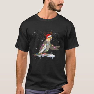 Cockatiel Parrot - Bird Santa Hat Julgran - T Shirt