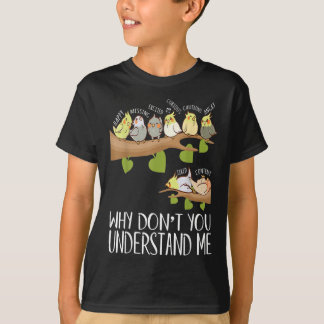 cockatiel parrot känslor lustig fågeldesign t shirt