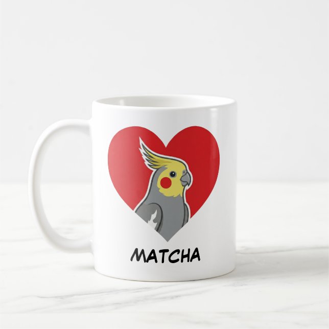Cockatiel Personalized Heart Gift Kaffemugg (Vänster)