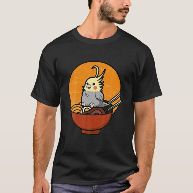 Cockatiel Ramen Funny Lutino Cockatoo Parrot Bird T Shirt (Framsida)