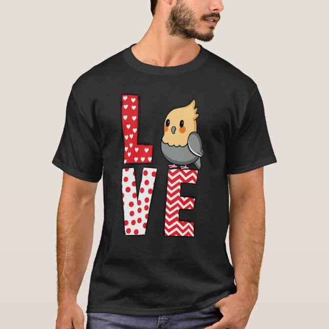 Cockatiel Valentines Day Love Valentine Cute Heart T Shirt (Framsida)