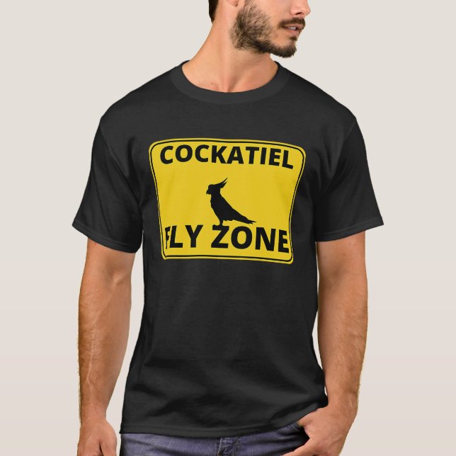 Cockatiel  Warning Fly Zone Cockatiel T Shirt (Framsida)