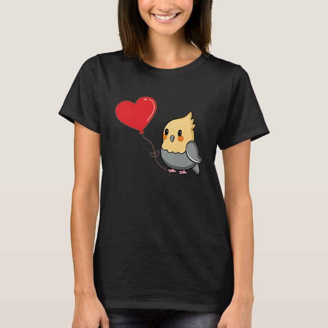 Cockatiel With Heart Balloon Valentines Day Love B T Shirt (Framsida)
