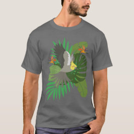 Cockatiel with leaves t shirt