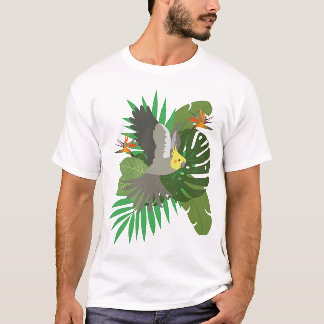 Cockatiel with leaves t shirt (Framsida)
