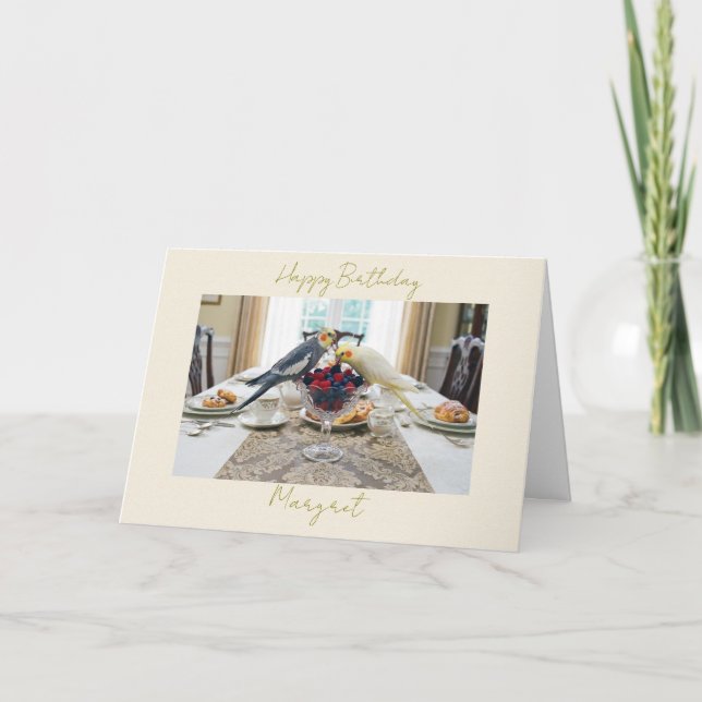 Cockatiels Eating Berries Pet Bird Lover Birthday Kort (Framsida)